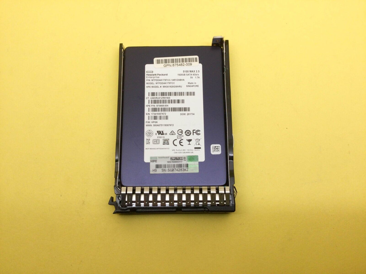 875478-B21 HPE 1.92TB SATA 6G MU SFF SC DS SSD