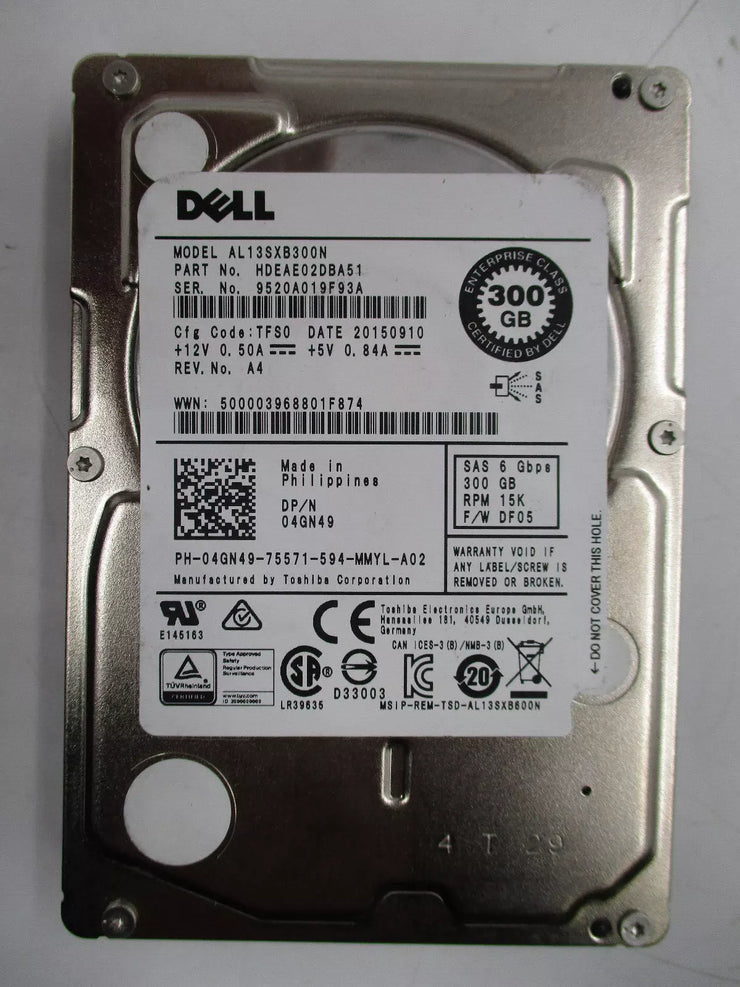 04GN49 Dell 2.5 inch 300 GB 6g SAS HDD