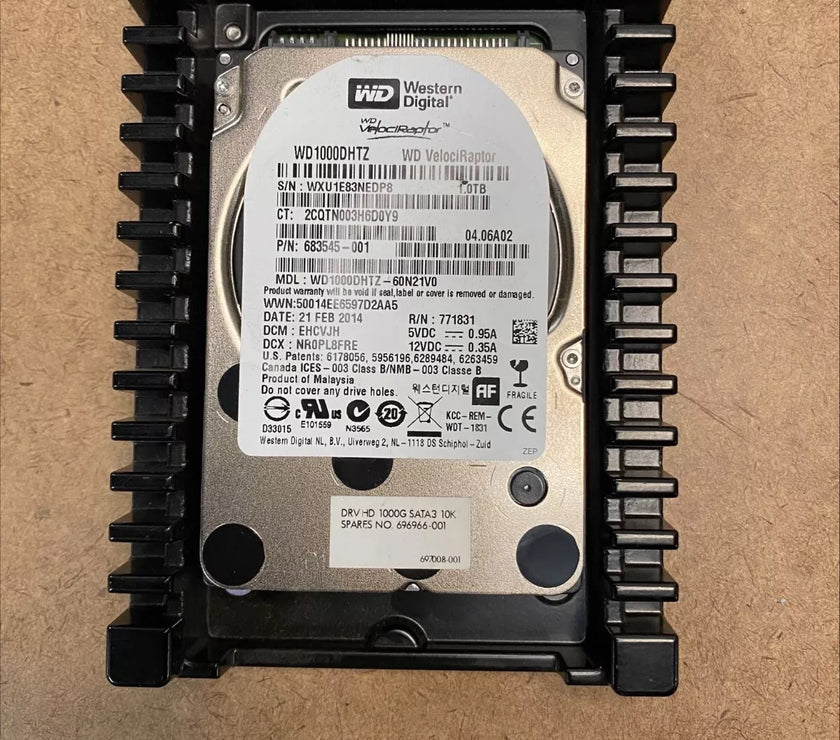 683545-001 HP 1TB SATA 6G 10K LFF Western Digital VelociRaptor HDD