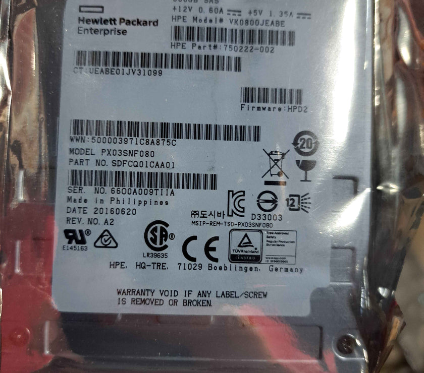 750222-002 800-GB 2.5 SAS 12G VE EV SSD Hard Drive