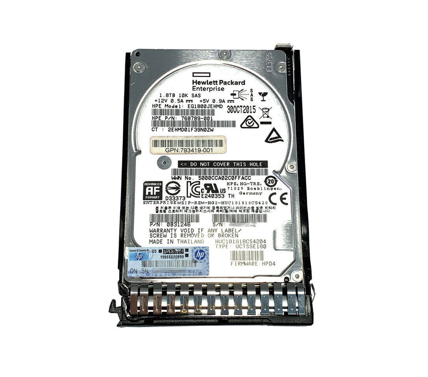 791034-B21 HPE 1.8tb 12g sas 10k 2.5in 512e hdd