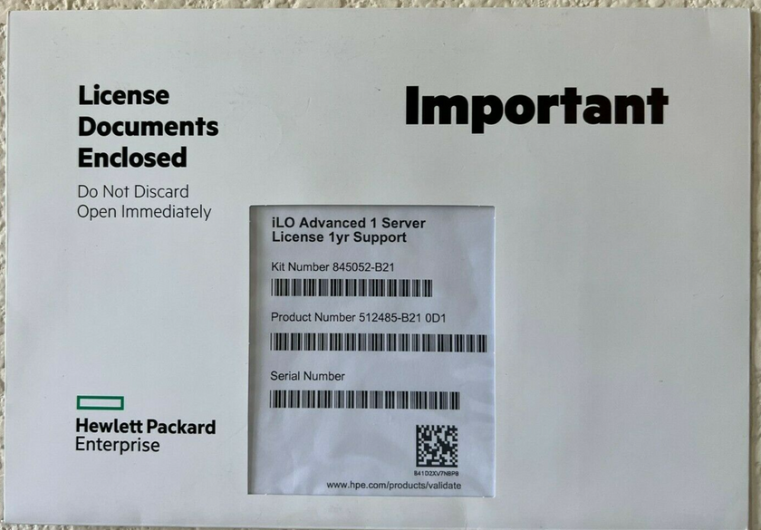 845052-B21 HPE iLO Advanced 1 Server License 1yr Support