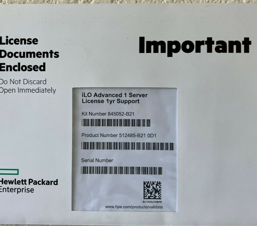 845052-B21 HPE iLO Advanced 1 Server License 1yr Support