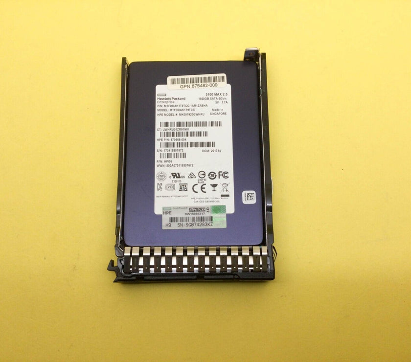 875478-B21 HPE 1.92TB SATA 6G MU SFF SC DS SSD