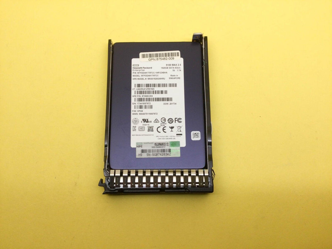 875478-B21 HPE 1.92TB SATA 6G MU SFF SC DS SSD