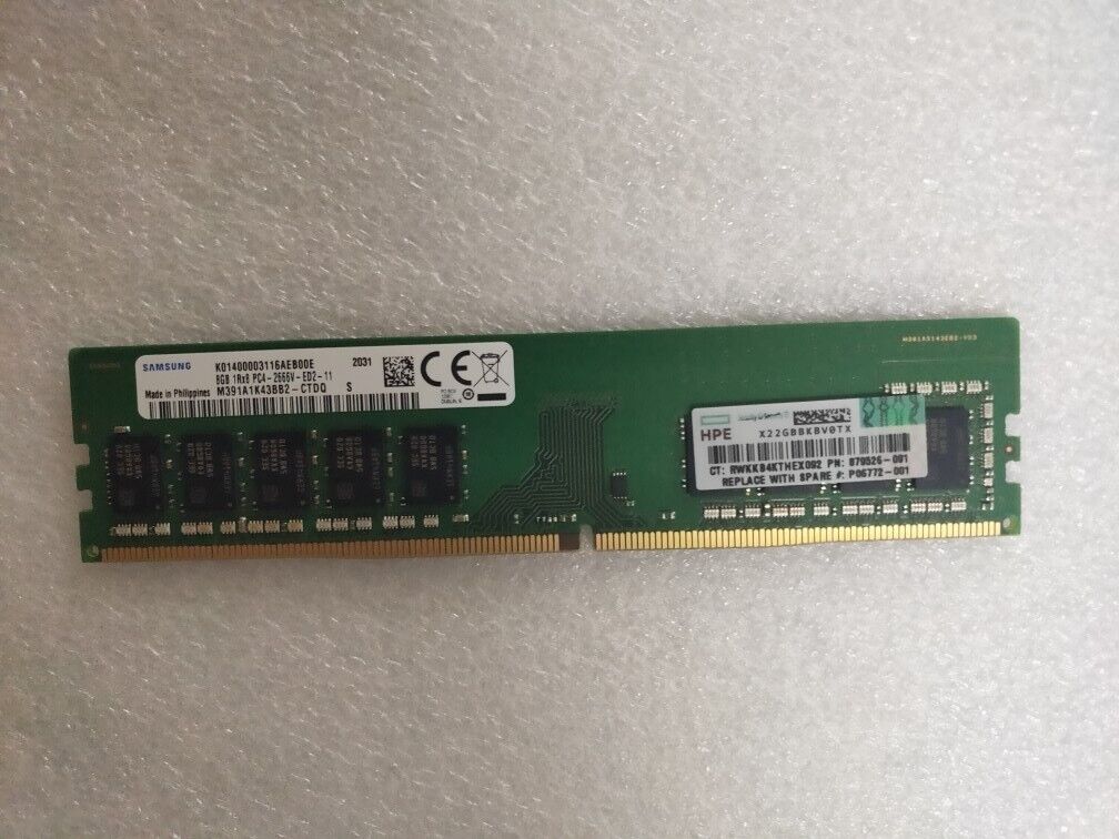 879505-B21 8gb Single Rank x8 ddr4-2666 mhz cas-19-19-19 unbuffered standard memory kit