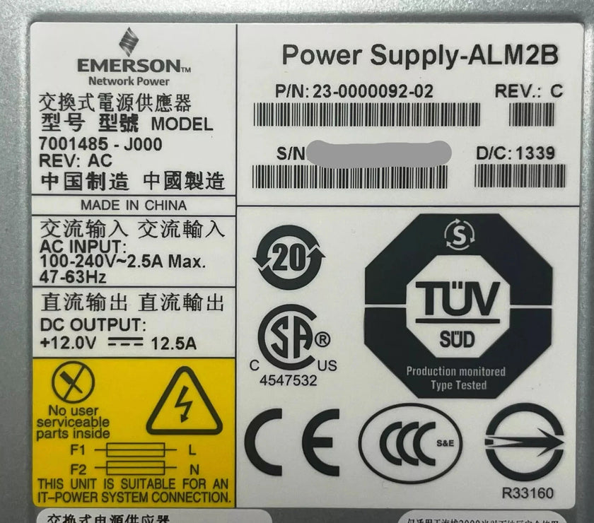 ALM2B Emerson Brocade 6505 6510 5510 150W Power Supply