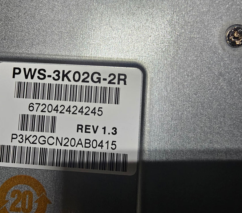 Supermicro PWS-3K02G-2R 3000W 2U 54V/12V 80PLUS Output Redundant Power Supply