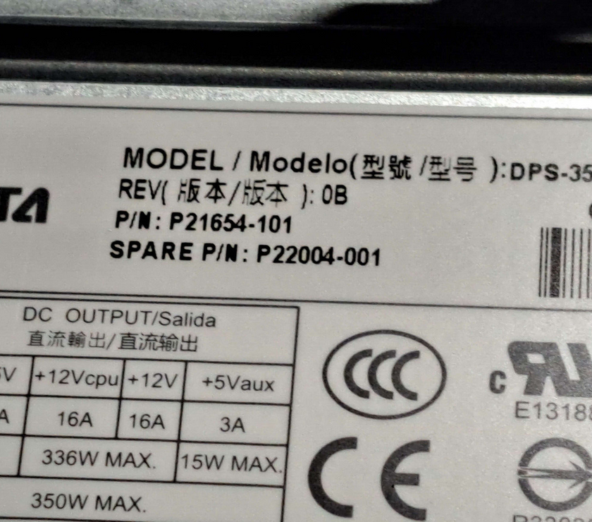 P21652-B21  P22004-001 HPE ML30 Gen10 Plus 350W Non Hot Plug Power Supply