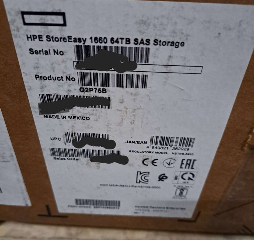 Q2P75B HPE StoreEasy 1660 64TB SAS Storage Hardware only