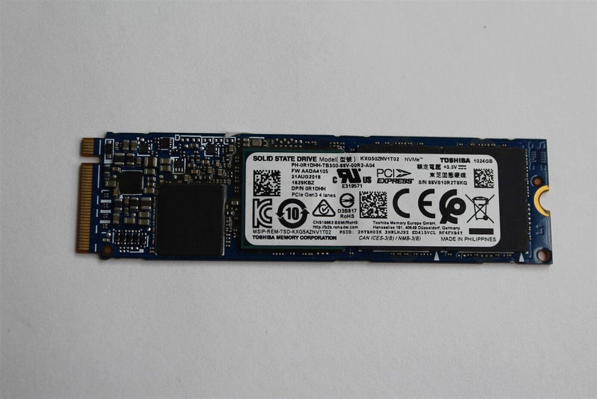 R1DHH Dell Toshiba 1TB NVMe M.2 2280 TLC PCIe Gen3 x4 SSD