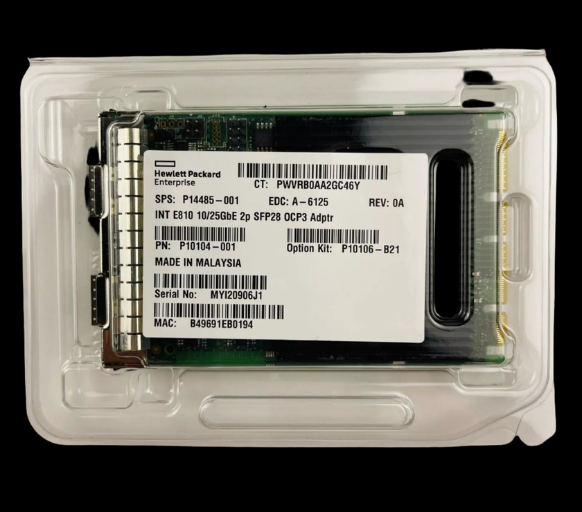 P10106-B21  HPE Intel E810-XXVDA2 Ethernet 10/25GB 2-Port SFP28 OCP3 Adapter