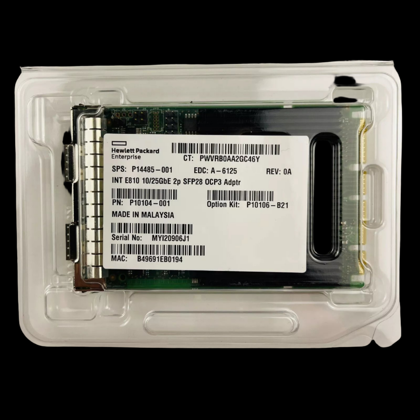 P10106-B21  HPE Intel E810-XXVDA2 Ethernet 10/25GB 2-Port SFP28 OCP3 Adapter